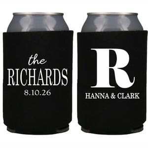 Personalized Wedding Can Cooler, Monogram Initial Wedding Favor, Monogram Favors, Custom Can Cooler, Beverage Favor, Foam Beer Hugger
