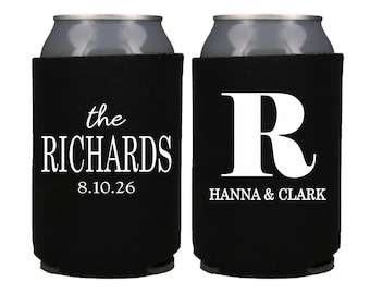 Personalized Wedding Can Cooler, Monogram Initial Wedding Favor, Monogram Favors, Custom Can Cooler, Beverage Favor, Foam Beer Hugger