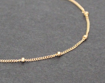 Dainty beaded chain bracelet, delicate gold filled sterling silver bracelet, simple bracelet, minimalist jewelry