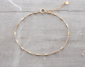 Bracelet fin rempli d'or, bracelet chaîne réglable pour tous les jours, bracelet chaîne simple, bracelet minimaliste, bracelet à superposition délicat