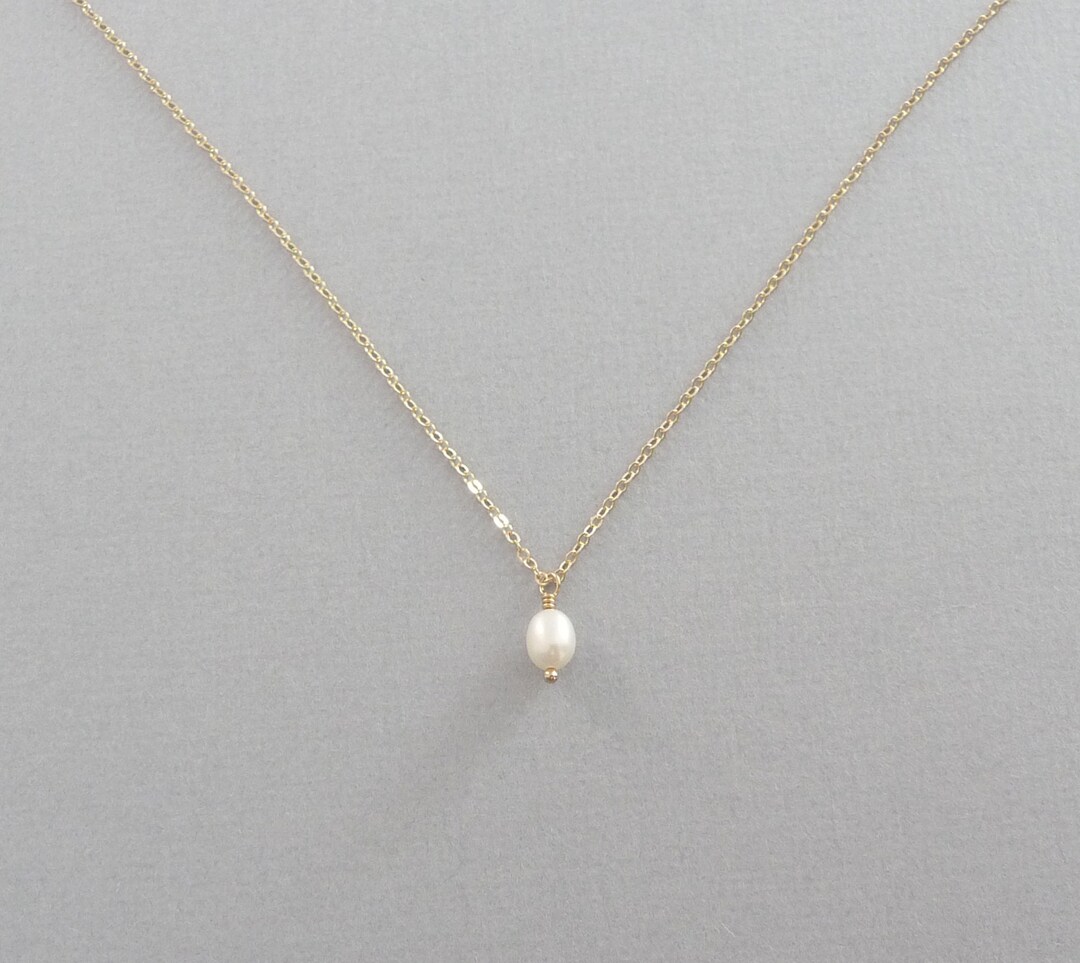 Dainty Single Pearl Pendant Necklace, Simple Pearl Necklace