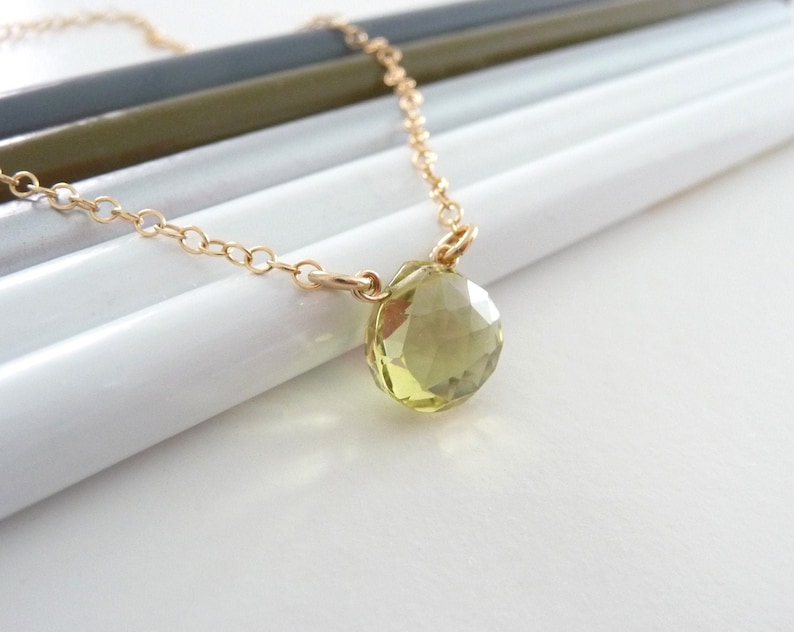 layering necklace gift for her quartz gold filled chain necklace Lemon quartz necklace simple natural gemstone necklace
