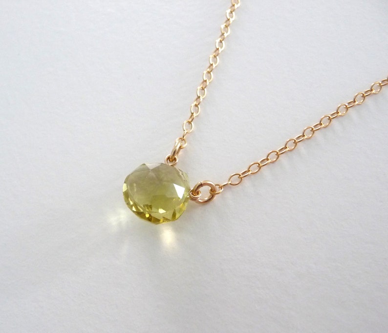 layering necklace gift for her quartz gold filled chain necklace Lemon quartz necklace simple natural gemstone necklace