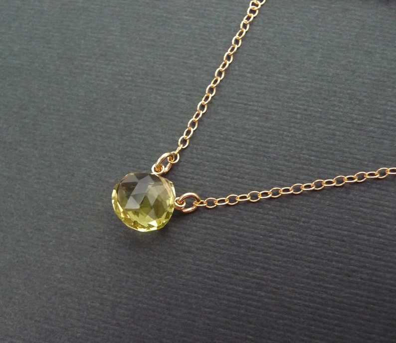 layering necklace gift for her quartz gold filled chain necklace Lemon quartz necklace simple natural gemstone necklace