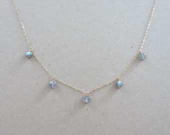 Labradorite necklace, gemstone drop necklace, gold filled necklace, layering necklace