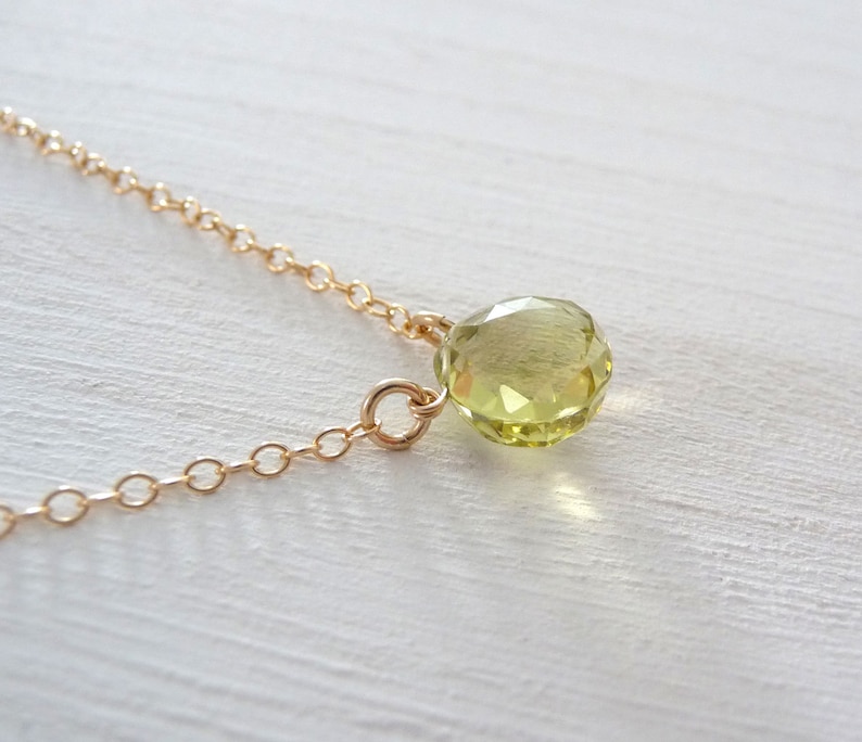 layering necklace gift for her quartz gold filled chain necklace Lemon quartz necklace simple natural gemstone necklace
