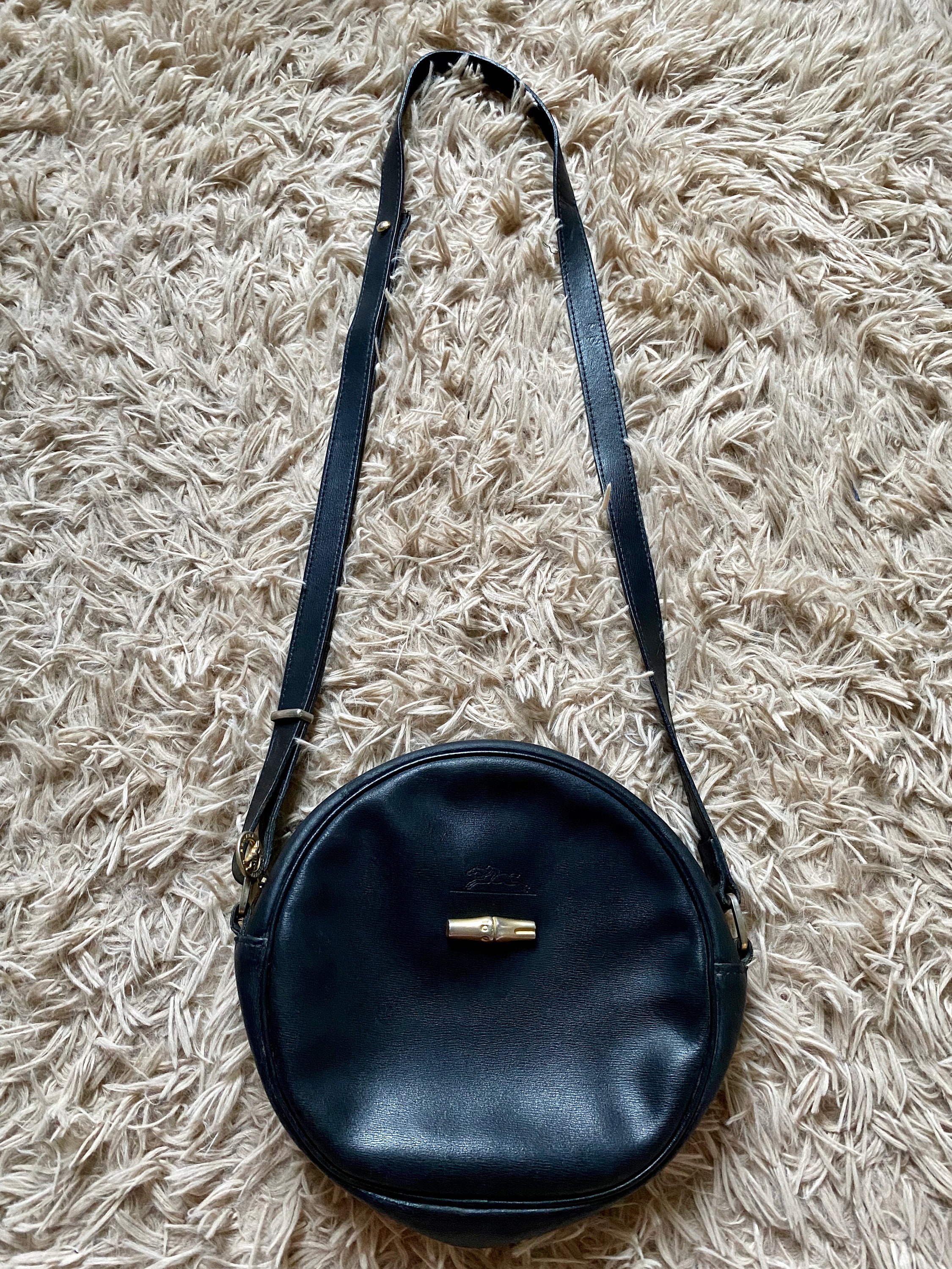 Sac à bandoulière rond, pour femme, fille/ado, en cuir synthétique