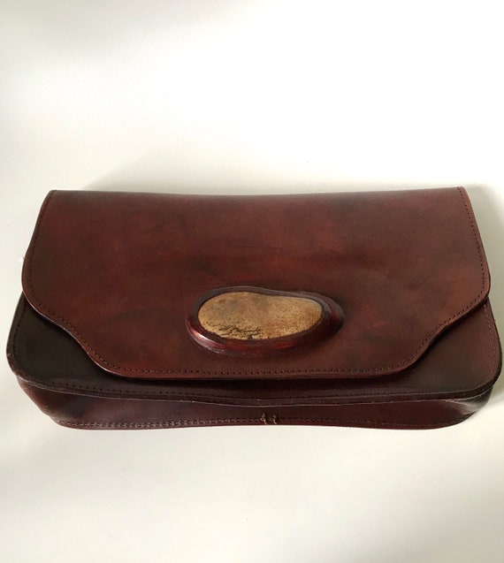 Pochette En Cuir Vintage Grise - Parfait état - Petit Modèle élégant