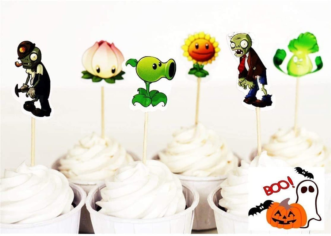 24 Piece Plants Vs. Zombies Cupcake Toppers ,halloween, Birthday, Event ...