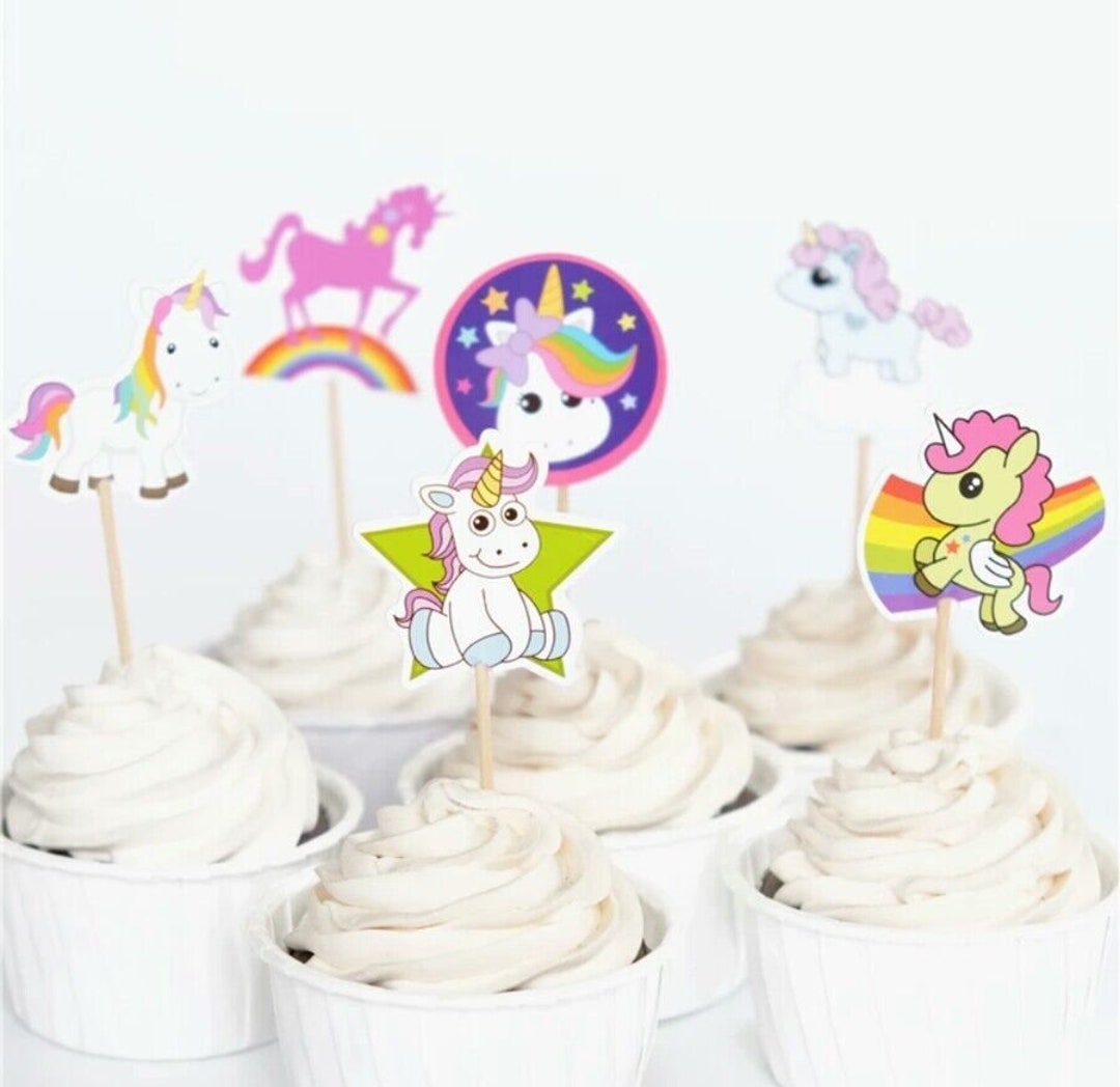 Unicorn Birthday Cake Decorations Rainbow Unicorn Cupcake Wrappers Cake Topper For Kids Birthday Wedding Decor Baby Shower Favor