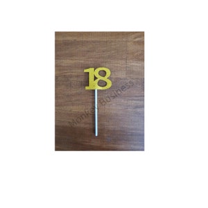 Happy 18th Birthday Glitter Gold 18 Number Cupcake topper (Birthday, Anniversary, Retirment parties) 10/pcs
