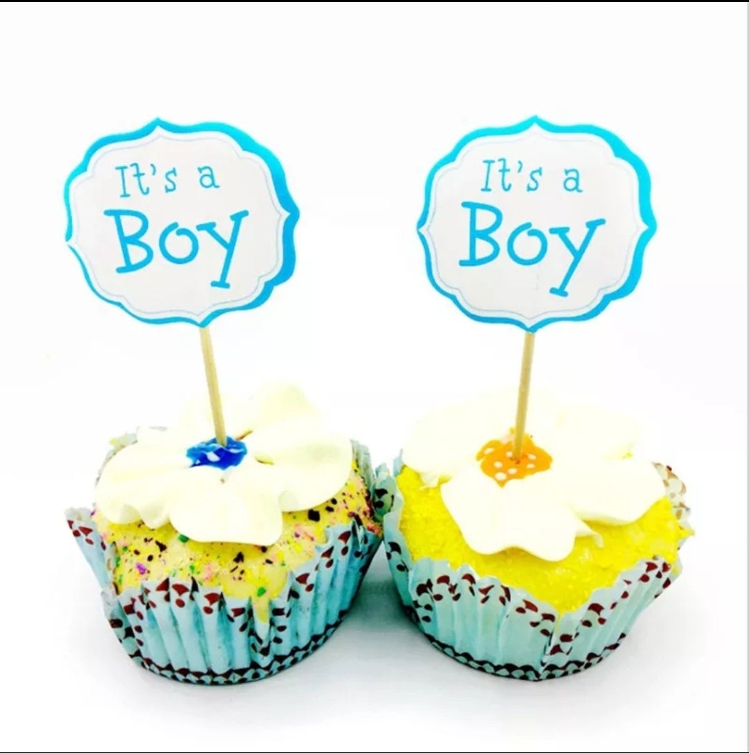 Its a Boy Cupcake Topper Double Sided Baby Shower, Gender Reveal or ...
