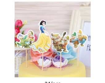 Snow White and the 7 Dwarfs Cupcake Toppers 24/pc princess themed birthday parties