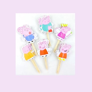 Peppa Pig cupcake topper 12/pc or 24/pc happy birthday, Peppa Pig themed parties