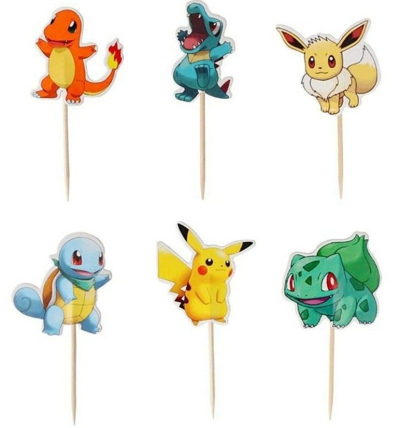 24pcs Pikachu Pokémon Cake Toppers Decorations Pikachu Cupcake Etsy