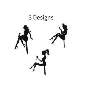 Black Acrylic High Heel Cake topper - Wine glass, Birthday, Cosmetic, Make-Up, Martini, woman girl event 1/pc different designs