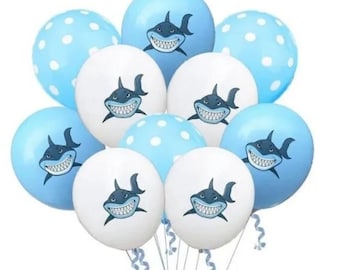 Hai Latexballons (Set von 10): Blau & Weiß