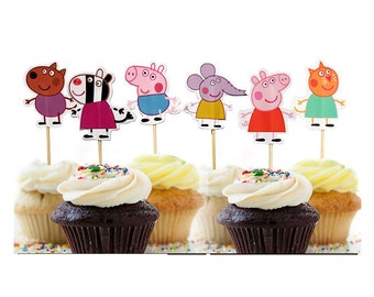 24 pcs/set Peppa pig Cupcake Toppers/Birthday Decorations/Cake Decorations