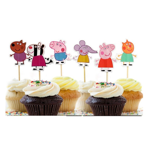 24 pcs/set Peppa pig Cupcake Toppers/Birthday Decorations/Cake Decorations