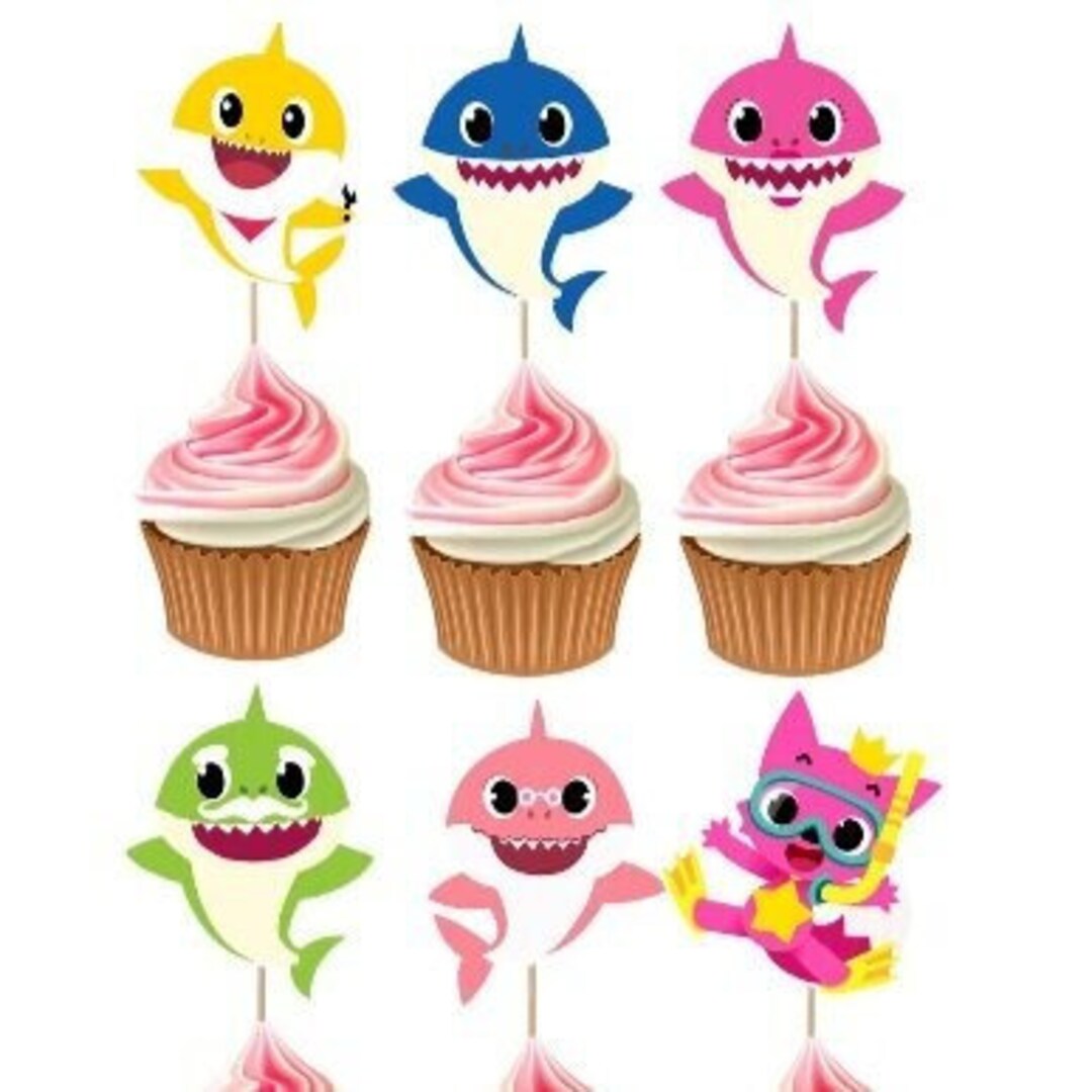 24/pcs Baby Shark Cupcake Topper Etsy