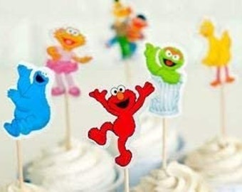 Sesame Street Assorted Cupcake Picks Set 24piece toothpick topper