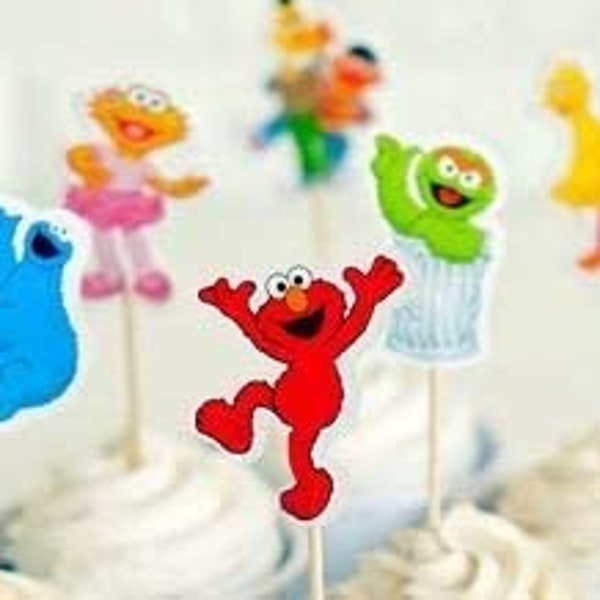 Sesame Street Assorted Cupcake Picks Set 24piece toothpick topper