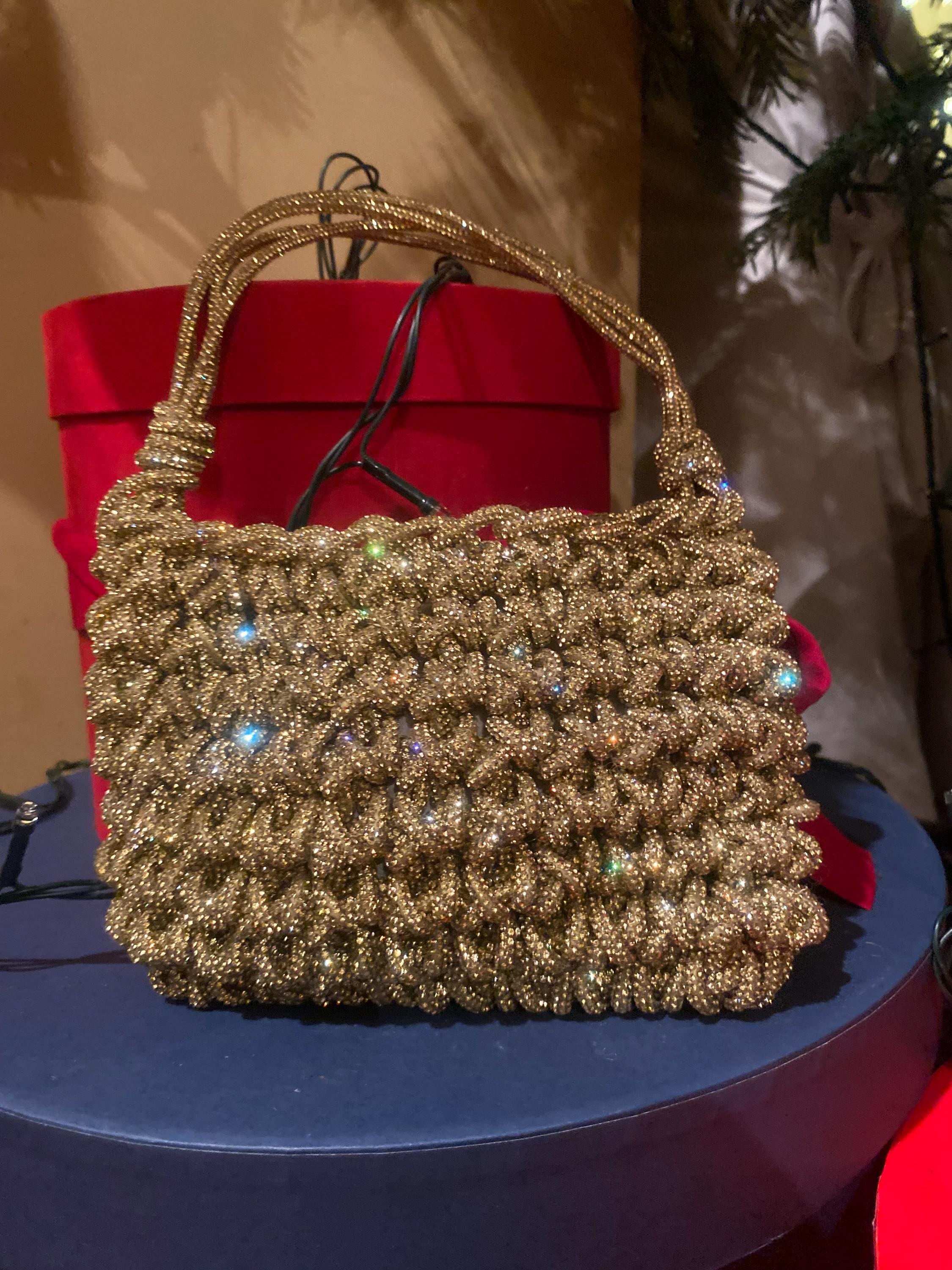 Borsa Da Sera Con Strass A Busta | Con Manico E Tracolla A Catena | Elegante E Compatta