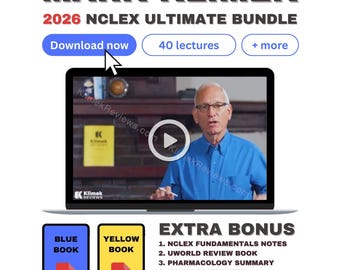 Mark Klimek 2026 Next Gen NCLEX Review compleet BUNDEL, alle videocolleges, blauw boek, geel boek, recensies, pdf-gidsen en meer