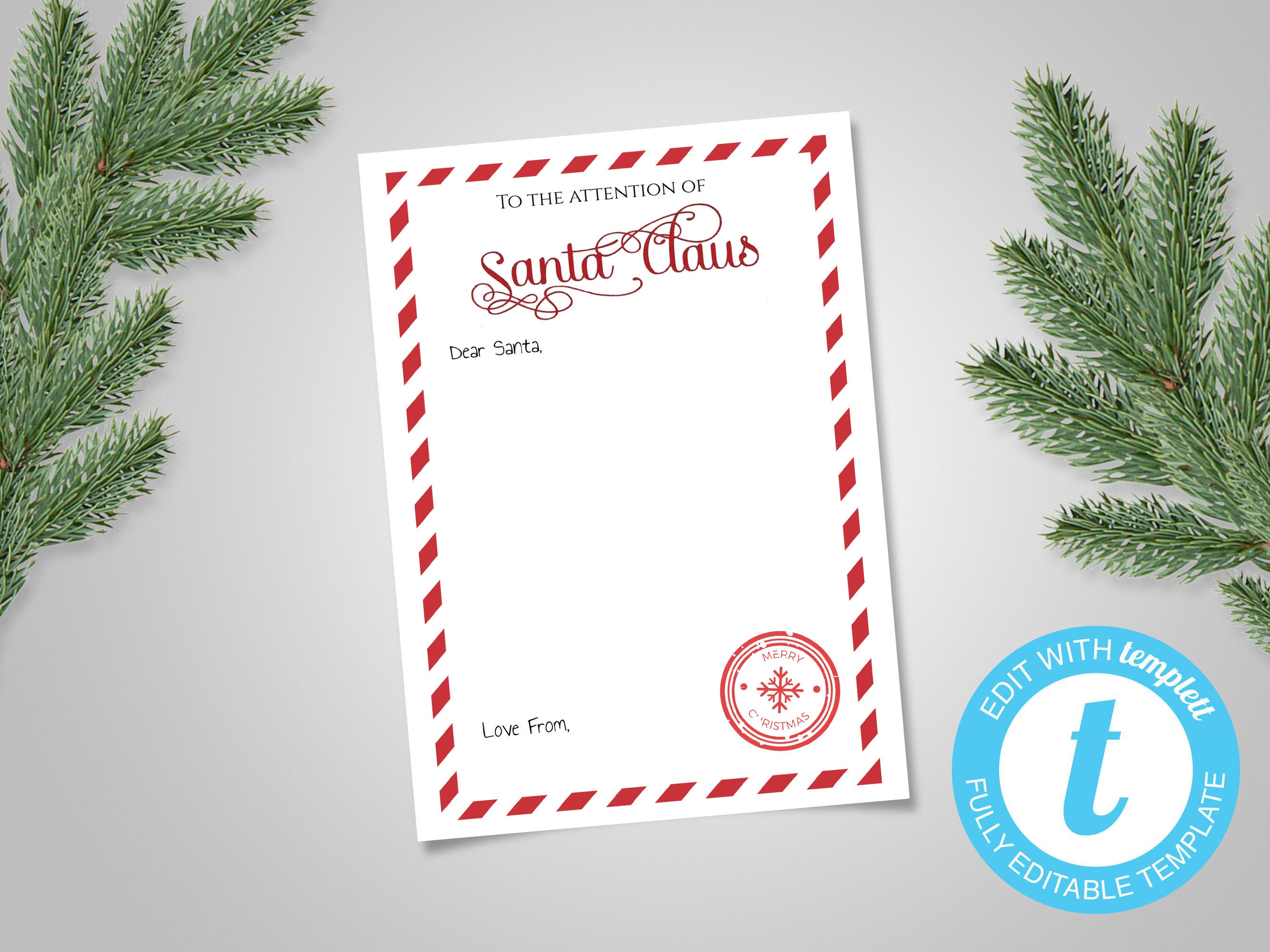 INSTANT DOWNLOAD Brief zu Santa Claus editierbare Santa Brief  Etsy Throughout Letter From Santa Claus Template