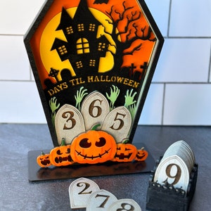 Halloween Whole Year Countdown Calendar - 365 Days - Interchangeable Tombstone Numbers