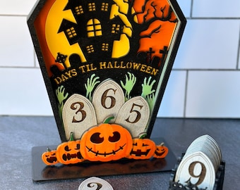 Halloween Whole Year Countdown Calendar - 365 Days - Interchangeable Tombstone Numbers
