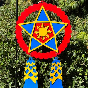 XL Light Up Wood Parol - Red, Blue, Yellow