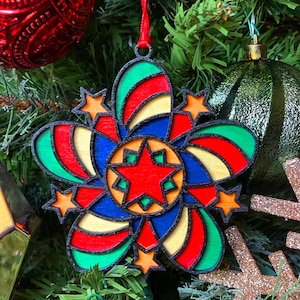 Filipino Parol Wood Ornament - Multi-colored 3 - 2022