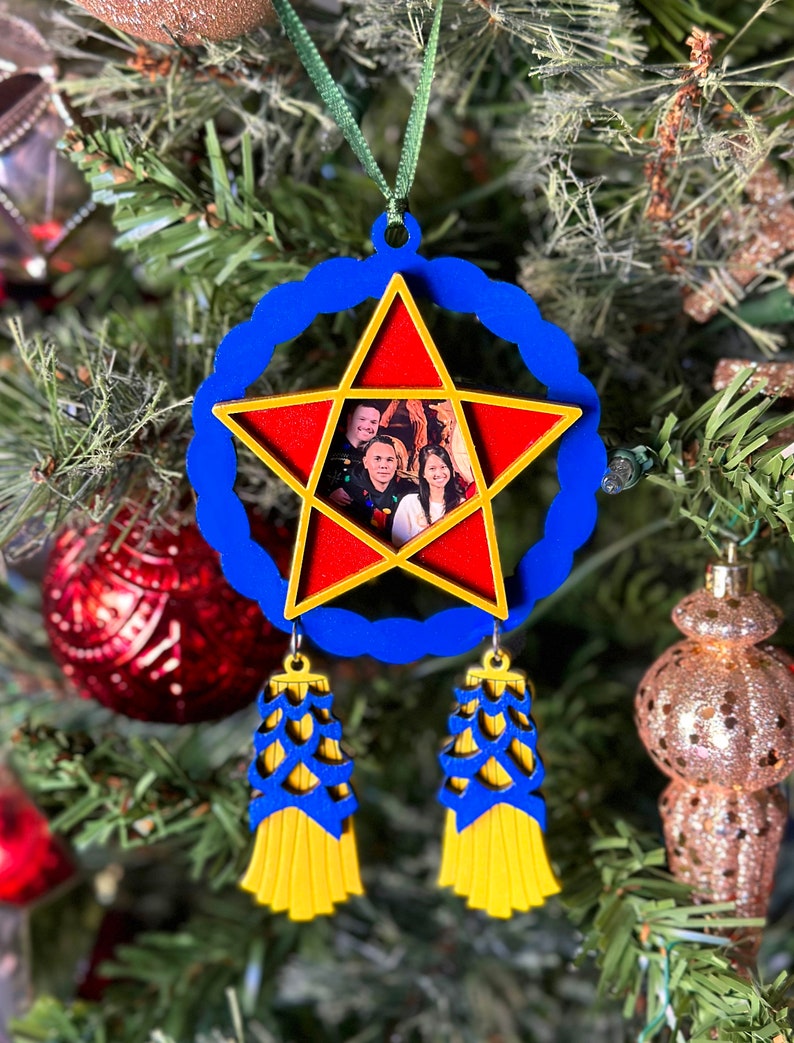 Parol Picture Frame Ornament Blue Red & Yellow Etsy