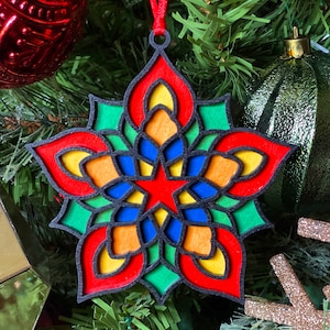 Filipino Parol Wood Ornament - Multi-colored 1 - 2022