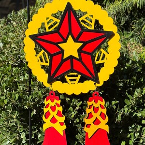 XL Light Up Wood Parol - Yellow, Red, Black
