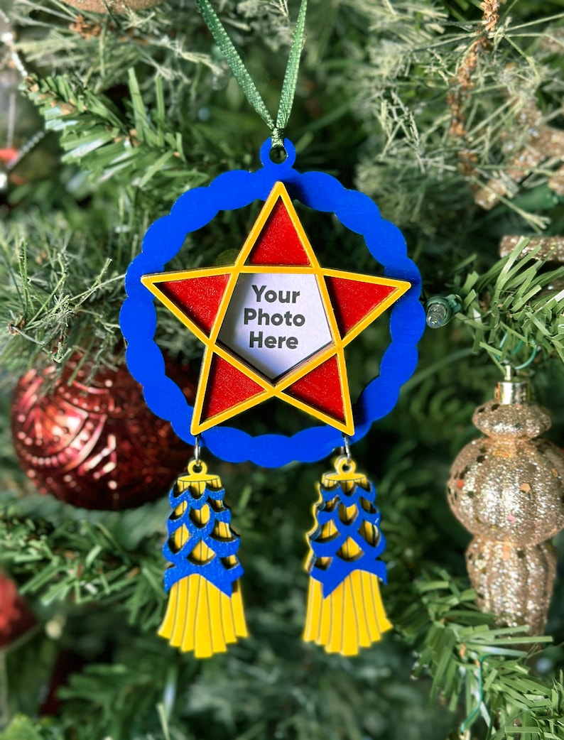 Parol Picture Frame Ornament Blue Red & Yellow Etsy