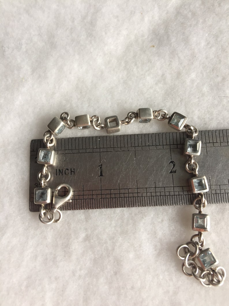 Topaz Vintage Bracelet spark natural Blue Sky Topaz Silver 925 17cm or 6.69in minimalist style 13grm or 0.47oz
