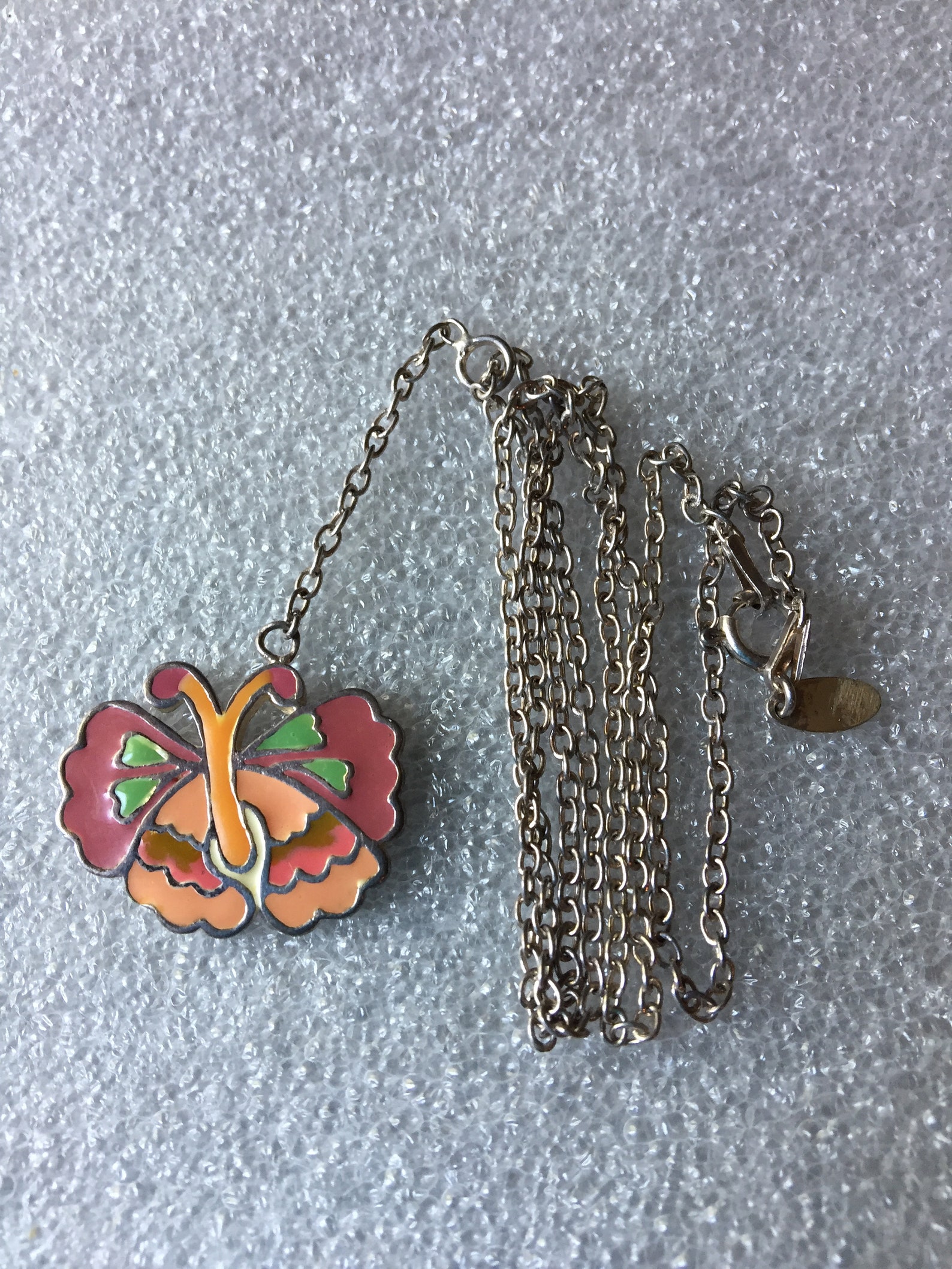 Vintage Pendant Necklace Butterfly Barbie Silver 925 Enamel Etsy