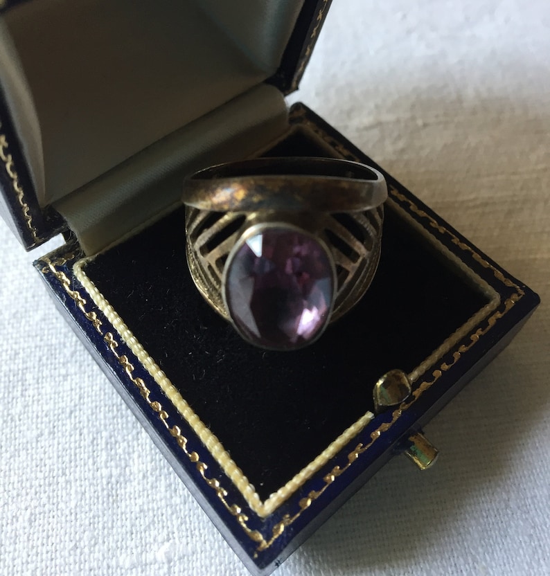 Amethyst Rings silver 875 Amethyst Russian Soviet Silver vintage Gold Plated USSR Kharkiv Jewelry Factory 19.5,S12 9 12