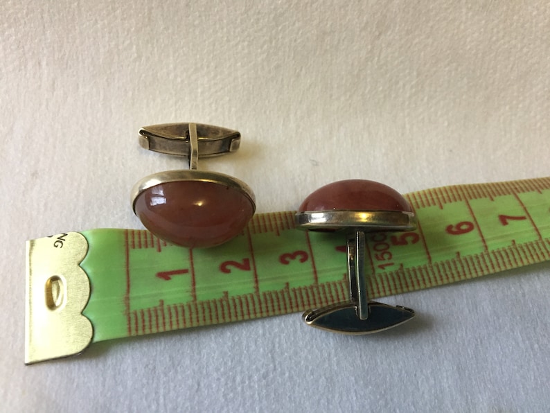 Cornelian Cufflinks Real cornelian Russian Soviet Silver 875 Gold Plated Swivel bar type Russian gem