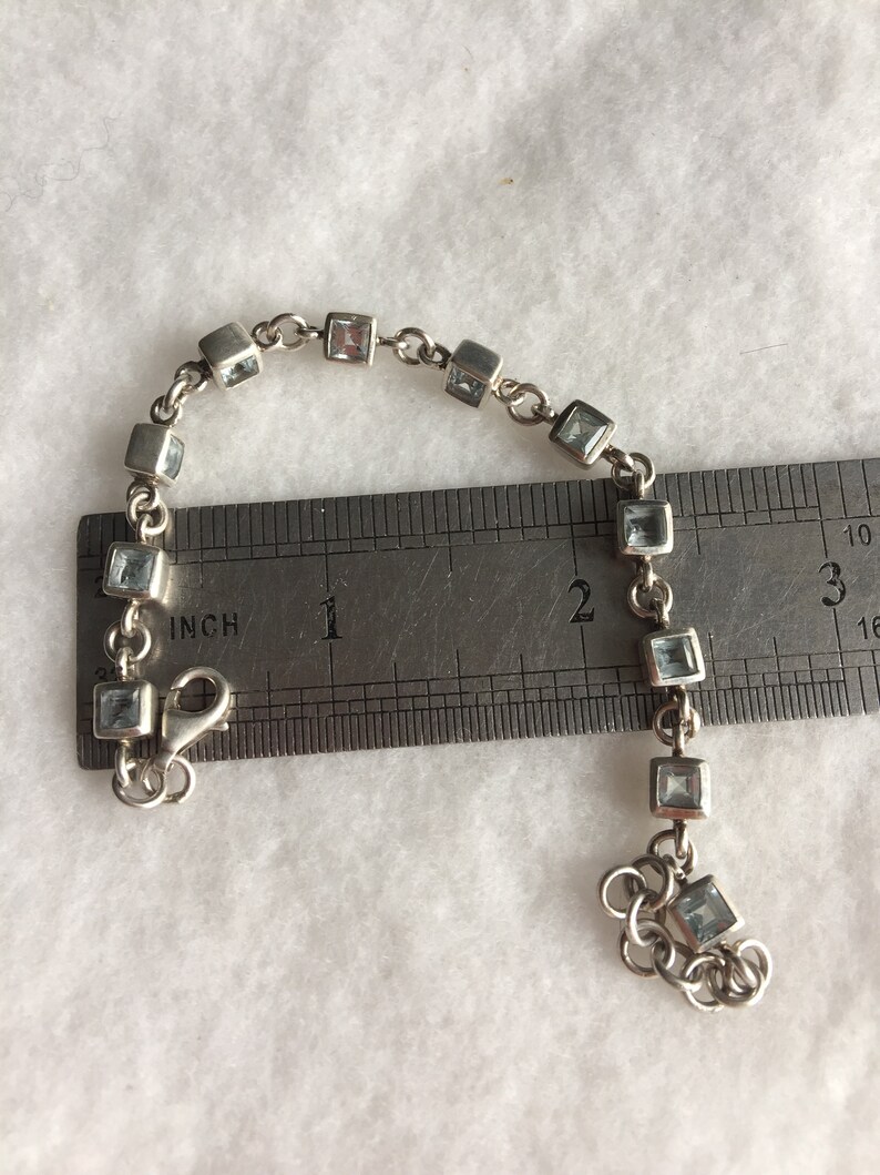 Topaz Vintage Bracelet spark natural Blue Sky Topaz Silver 925 17cm or 6.69in minimalist style 13grm or 0.47oz
