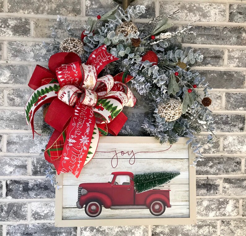 Joy Wreath Christmas Wreath Christmas Red Truck Wreath Country Wreath Christmas Decorations Christmas Red Truck Decor Red Truck Wreath