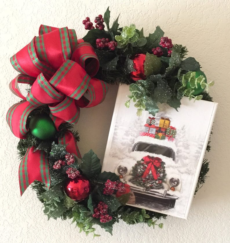 Car Wreath Christmas With Lights 