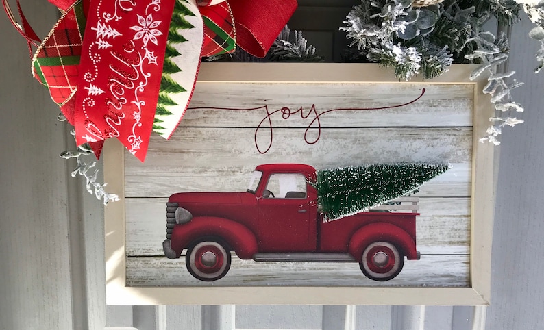 Joy Wreath Christmas Wreath Christmas Red Truck Wreath Country Wreath Christmas Decorations Christmas Red Truck Decor Red Truck Wreath