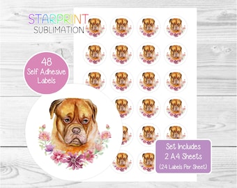 Dogue de Bordeaux Christmas Stickers//Envelope Seals 48 Labels For Cards//Gifts