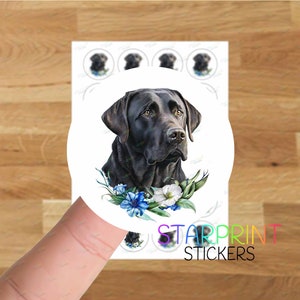 Pegatinas/Sellos de sobre de Labrador Negro, 24 etiquetas redondas, hoja de pegatinas A4 (24 etiquetas por hoja), para bolsas de fiesta, tarjetas y regalos.