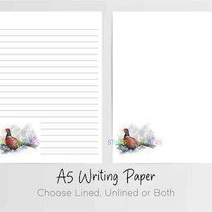 Pheasant-briefpapier A5, 10 vellen gelinieerd/ongevoerd, notitiepapier vogel, penboekje, set brieven, platteland