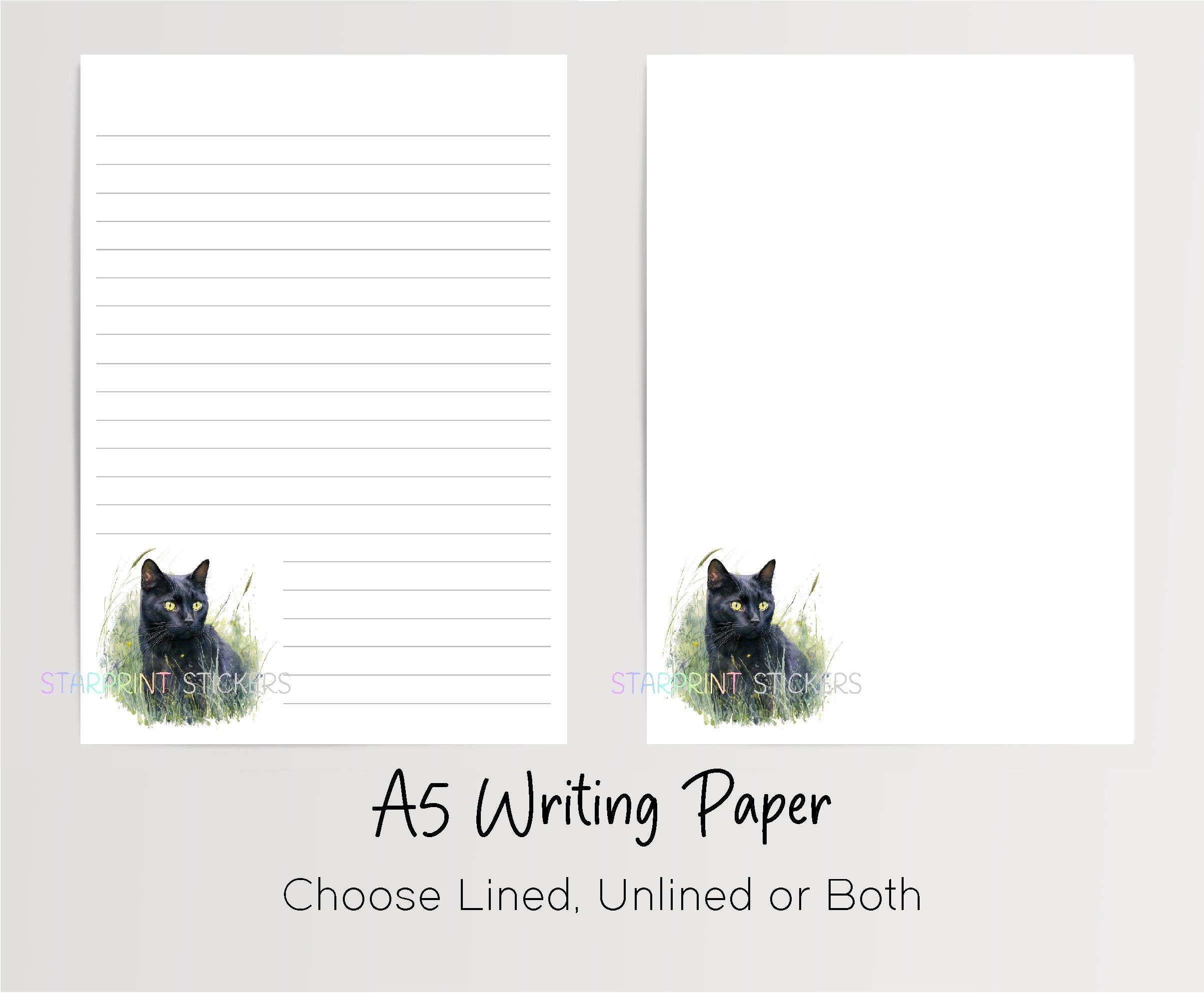 Bombay Cat A5 Writing Paper, 10 Sheets Lined/unlined, Black Cat Note ...