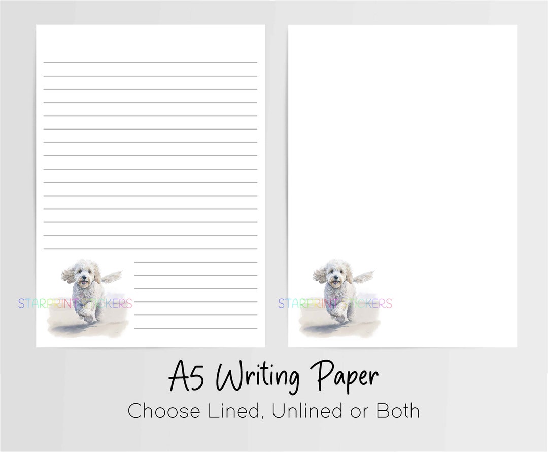 Cockapoo White A5 Writing Paper, 10 Sheets Lined/unlined, Note Paper ...